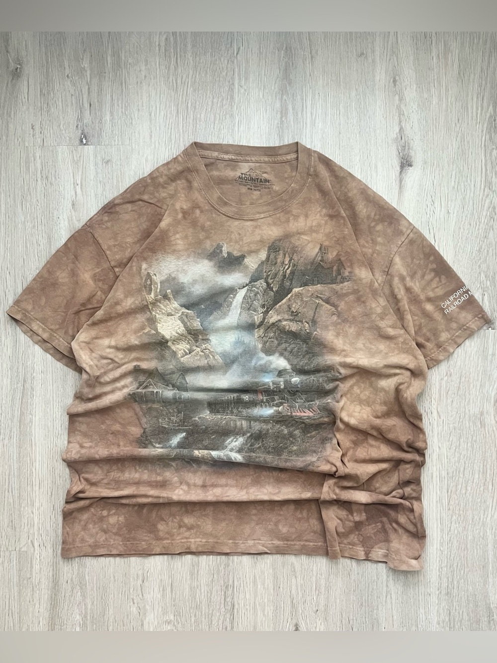 Vintage The Mountain Nature Railroad Graphic T-Shirt Mens 2XL USA Scenic Train
